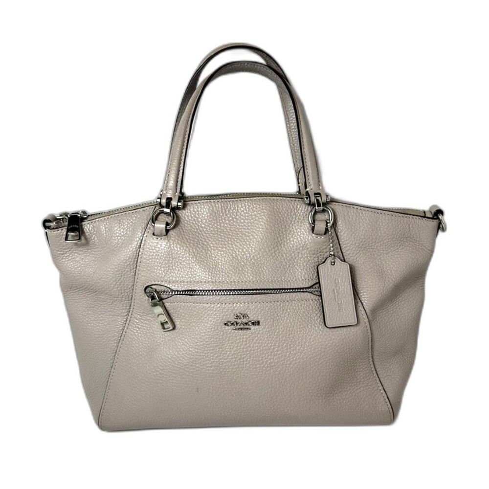 Coach #79997 Prairie Taupe Beige Pebble Leather Satchel Handbag